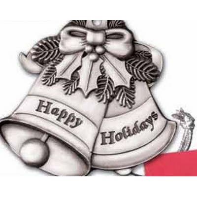 Mini Stock Design Happy Holidays Pewter Holiday Bells Ornament