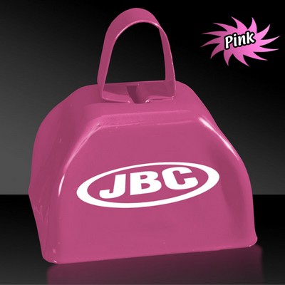 3" Pad Printed Pink Metal Cowbell