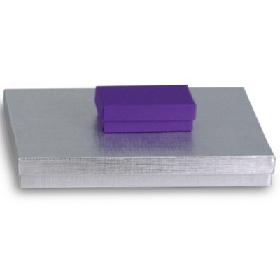 Silver Linen Foil Jewelry Box (2 1/2"x1 1/2"x7/8")