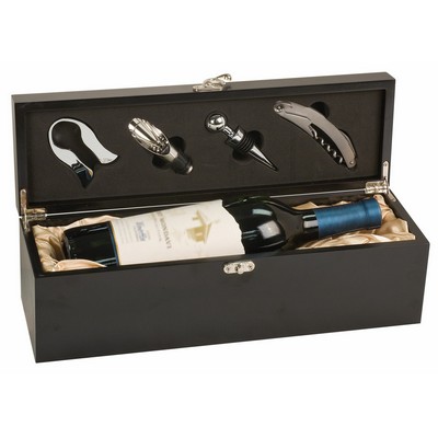 Black Finish Wine Presentation Box w/Tools