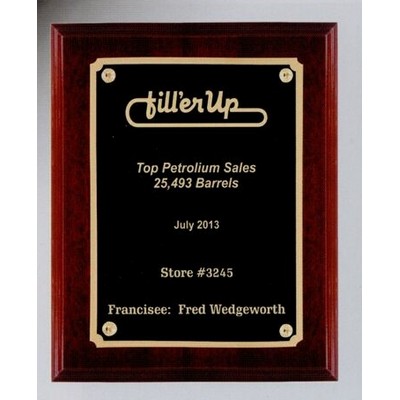 High Gloss Mahogany Plaque w/Black Plate (9" x 12")