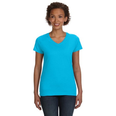 LAT Ladies' V-Neck Fine Jersey T-Shirt