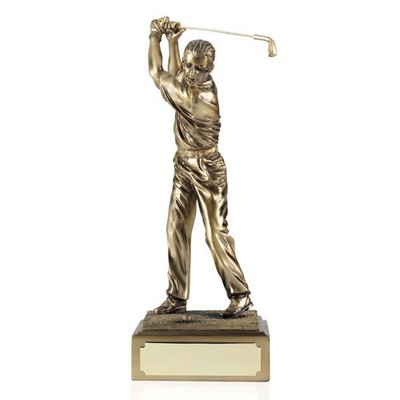 12" Antique Gold Resin Male Golf Figure Award