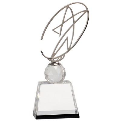 Clear & Black Crystal Award w/Oval Silver Metal Star (10")