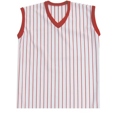 Girl's Sleeveless Pinstriped Softball Jersey Shirt w/Cap Sleeve