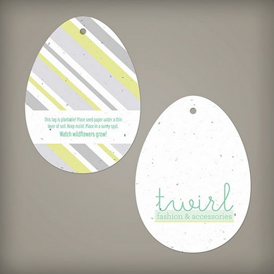 2 Sided Egg Shape Seed Paper Tag