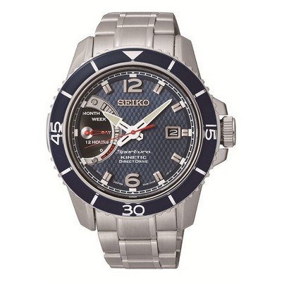 Seiko Sportura Kinetic Stainless Steel Blue Dial Men's Watch