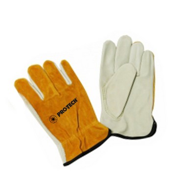 Cow grain, split leather back glove