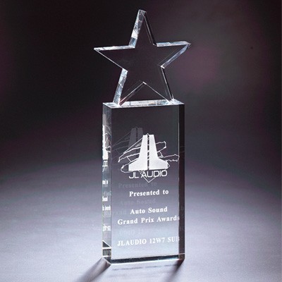 10¼" Optical Cut Crystal Star Award on Base