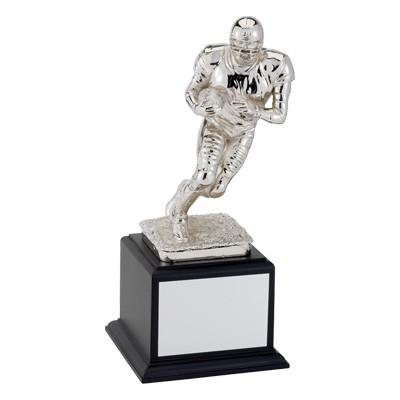 12¾" Electroplated Bright Silver Football Trophy on Black Base