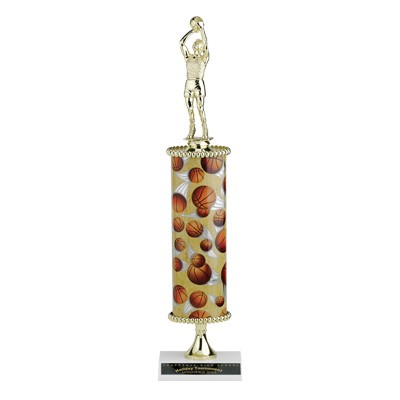 17" Basketball Single Column Sports Trophy w/Figure