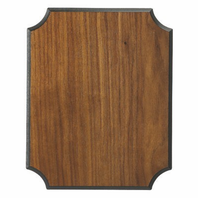 Walnut Veneer Plaque w/Black Bevel & Notched Corners (8" x 10")