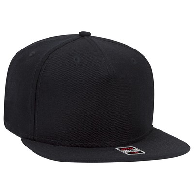 OTTO Wool Blend Twill Square Flat Visor "OTTO SNAP" 5 Panel Pro Style Snapback Hat