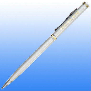 Slim Line Pen- Gold Accent-Satin Silver