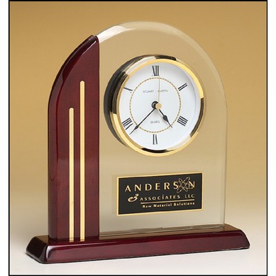 Arched Clock with Rosewood Piano Finish Post and Base (7.5"x7 7/8")