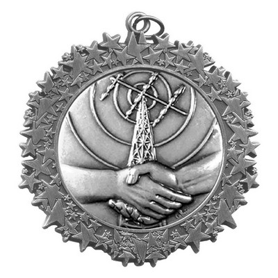 Stock Star Border 2 3/4" Medal- Handshake