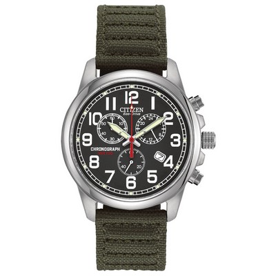 Citizen Men's Chandler Eco-Drive Watch, Military Green Strap with Black Dial