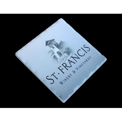 4" Square Absorbent Stone Chiseled Edge Coaster Matte Finish (overseas production)