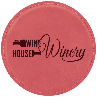 Leatherette Round Coaster - Pink