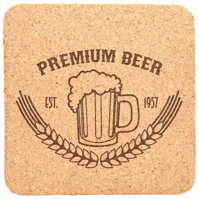 4" x 4" - Cork Coasters - Heavy Duty Premium Square