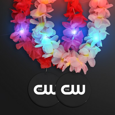 Light Up Hawaiian Leis with Custom Black Medallion - Domestic Print