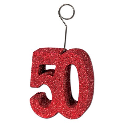 Red Glittered Number Photo/ Balloon Holder