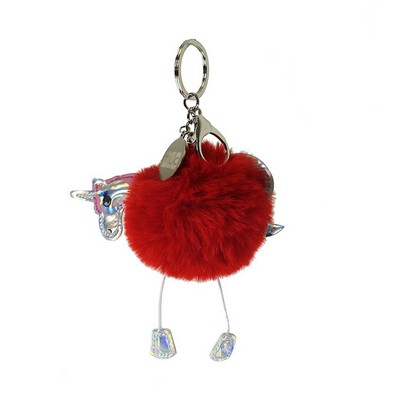 Unicorn Pom Pom Keychain