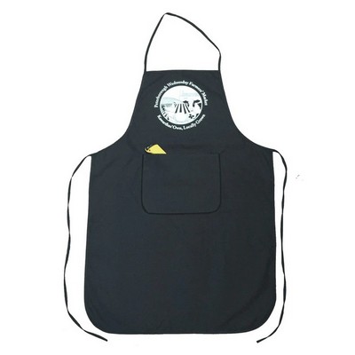 One Pocket Black Bib Apron In Black