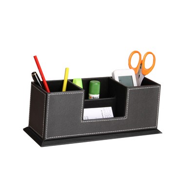 PU Leather Desk Organizer Pen Holder