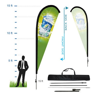 15' Teardrop Shaped Advertising Flag w/Single Side Print (Kit 5)