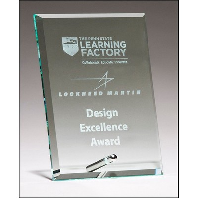 Clear Glass Award w/Silver Plated Easel Post (4"x 6")