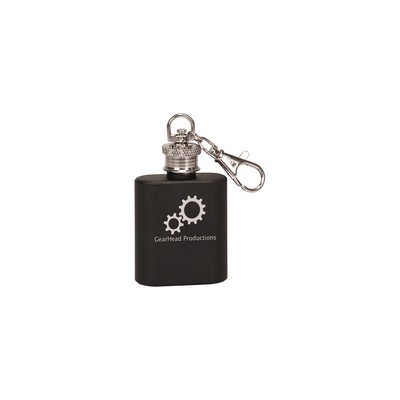 1oz Black Stainless Steel Flask Keychain