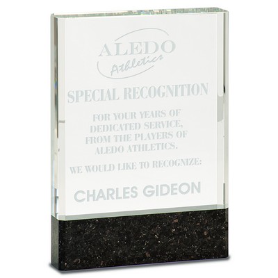 Clear Fusion Crystal Award with Genuine Black Marble (5" x 7")