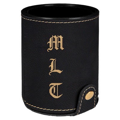 Black & Gold Leatherette Dice Cup w/ 5 Dice