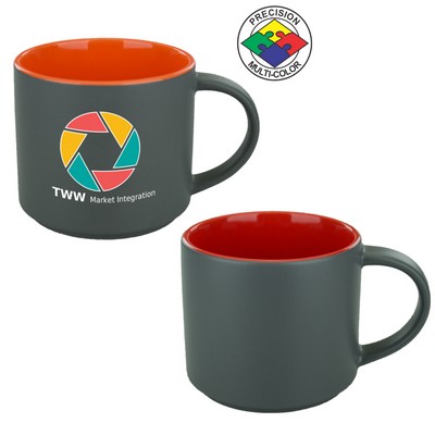 16 Oz. Satin Graphite/Red Two Tone Norwich Contemporary Mug - Precision Spot Color