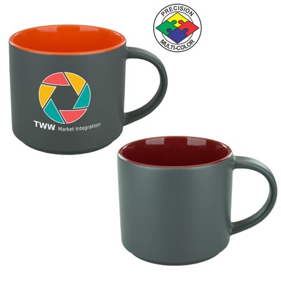 16 Oz. Satin Graphite/Burgundy Two Tone Norwich Contemporary Mug - Precision Spot Color