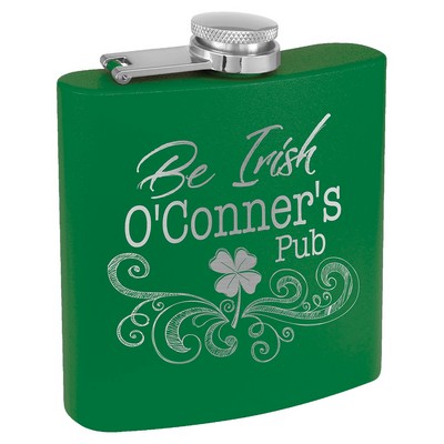 6 Oz. Matte Green Powder Coated Flask