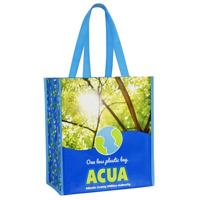 Custom Full-Color Double Laminated Woven Promotional Tote Bag 12x13.5x7