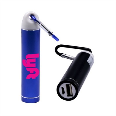 Cylindrical 2200 mAH Power Bank w/ Carabiner