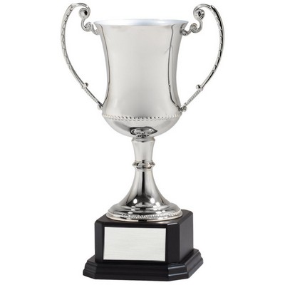 16½" Nickel Plated Trophy Cup w/Blackwood Base