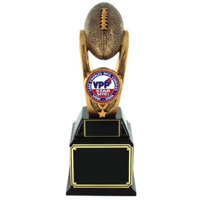 12" Fantasy Football Antique Trophy w/Gold Finish Resin Double Black Base