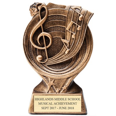 6" Antique Gold Music Resin Trophy