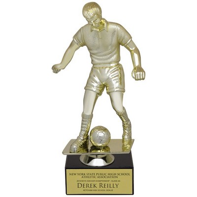 9½" Male Soccer Figure Trophy w/Black Marble Base