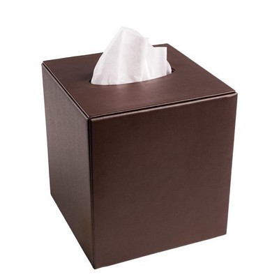 Classic Brown Top Grain Leather Tissue Box Cover