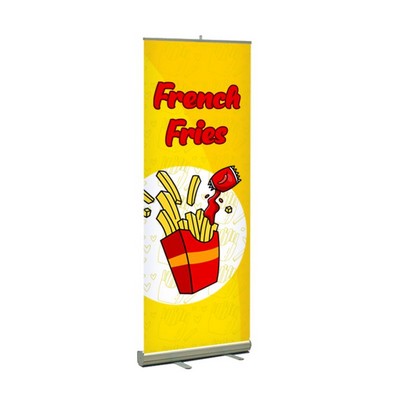 French Fries Pre Printed Premium Retractable Banner 33" x 80" - Yellow