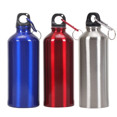 20 Oz Aluminum Sport Water Bottle W/ Carabiners Clip