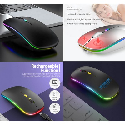 Kidder Bluetooth Wireless Mouse, LED Slim Dual Mode (Bluetooth 5.1 and 2.4G Wireless) Black