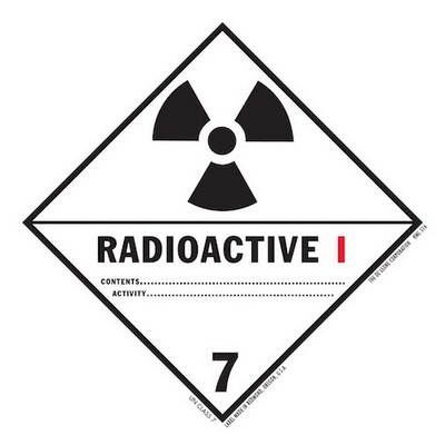 Radioactive Class 7 HazMat Paper Labels - 4" x 4"