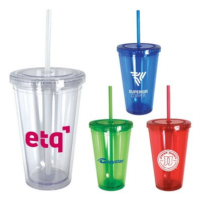 16 oz. Retractable Straw Acrylic Cup