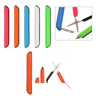 Multifunction Folding Scissors Ballpoint Pen With Knife